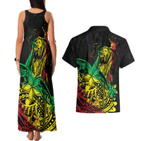 Personalised Reggae Jawaiian Festive Couples Matching Tank Maxi Dress and Hawaiian Shirt Mix Polynesian LT7 - Wonder Print Shop