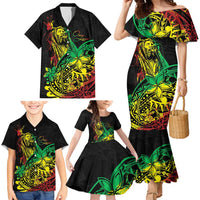 Personalised Reggae Jawaiian Festive Family Matching Mermaid Dress and Hawaiian Shirt Mix Polynesian LT7 - Wonder Print Shop