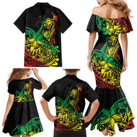 Personalised Reggae Jawaiian Festive Family Matching Mermaid Dress and Hawaiian Shirt Mix Polynesian LT7 - Wonder Print Shop