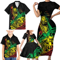 Personalised Reggae Jawaiian Festive Family Matching Short Sleeve Bodycon Dress and Hawaiian Shirt Mix Polynesian - Wonder Print Shop