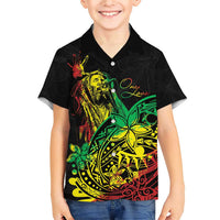 Personalised Reggae Jawaiian Festive Family Matching Short Sleeve Bodycon Dress and Hawaiian Shirt Mix Polynesian - Wonder Print Shop