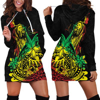 Personalised Reggae Jawaiian Festive Hoodie Dress Mix Polynesian - Wonder Print Shop