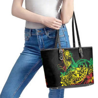 Personalised Reggae Jawaiian Festive Leather Tote Bag Mix Polynesian - Wonder Print Shop