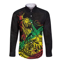 Personalised Reggae Jawaiian Festive Long Sleeve Button Shirt Mix Polynesian - Wonder Print Shop
