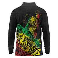 Personalised Reggae Jawaiian Festive Long Sleeve Polo Shirt Mix Polynesian - Wonder Print Shop