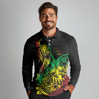 Personalised Reggae Jawaiian Festive Long Sleeve Polo Shirt Mix Polynesian - Wonder Print Shop