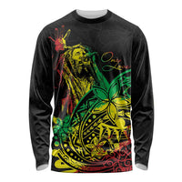 Personalised Reggae Jawaiian Festive Long Sleeve Shirt Mix Polynesian - Wonder Print Shop
