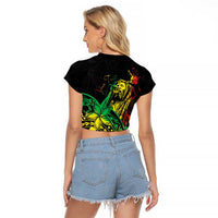 Personalised Reggae Jawaiian Festive Raglan Cropped T Shirt Mix Polynesian - Wonder Print Shop