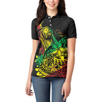 Personalised Reggae Jawaiian Festive Women Polo Shirt Mix Polynesian - Wonder Print Shop