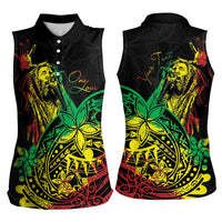 Personalised Reggae Jawaiian Festive Women Sleeveless Polo Shirt Mix Polynesian - Wonder Print Shop