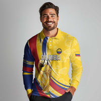 Colombia Football Personalized Long Sleeve Polo Shirt WC2026 Butterflies Inspired
