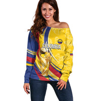 Colombia Football Personalized Off Shoulder Sweater WC2026 Butterflies Inspired