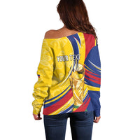 Colombia Football Personalized Off Shoulder Sweater WC2026 Butterflies Inspired