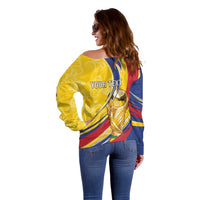 Colombia Football Personalized Off Shoulder Sweater WC2026 Butterflies Inspired
