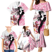 Kentucky Horse Racing Family Matching Mermaid Dress and Hawaiian Shirt Derby Day - Pink Out Party