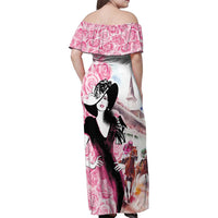 Kentucky Horse Racing Family Matching Off Shoulder Maxi Dress and Hawaiian Shirt Derby Day - Pink Out Party
