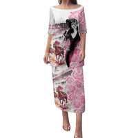 Kentucky Horse Racing Family Matching Puletasi and Hawaiian Shirt Derby Day - Pink Out Party