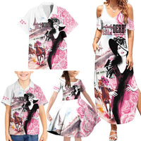 Kentucky Horse Racing Family Matching Summer Maxi Dress and Hawaiian Shirt Derby Day - Pink Out Party