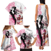 Kentucky Horse Racing Family Matching Tank Maxi Dress and Hawaiian Shirt Derby Day - Pink Out Party