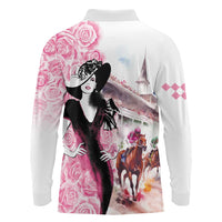 Kentucky Horse Racing Long Sleeve Polo Shirt Derby Day - Pink Out Party