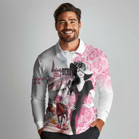 Kentucky Horse Racing Long Sleeve Polo Shirt Derby Day - Pink Out Party