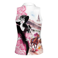 Kentucky Horse Racing Women Sleeveless Polo Shirt Derby Day - Pink Out Party