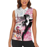 Kentucky Horse Racing Women Sleeveless Polo Shirt Derby Day - Pink Out Party
