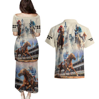 Kentucky Horse Racing Couples Matching Puletasi and Hawaiian Shirt For The Roses