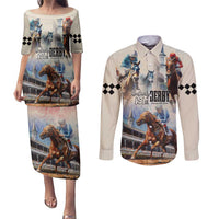 Kentucky Horse Racing Couples Matching Puletasi and Long Sleeve Button Shirt For The Roses