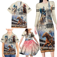 Kentucky Horse Racing Family Matching Long Sleeve Bodycon Dress and Hawaiian Shirt For The Roses