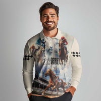 Kentucky Horse Racing Long Sleeve Polo Shirt For The Roses