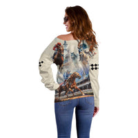 Kentucky Horse Racing Off Shoulder Sweater For The Roses
