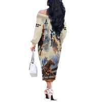 Kentucky Horse Racing Off The Shoulder Long Sleeve Dress For The Roses