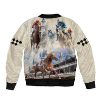 Kentucky Horse Racing Sleeve Zip Bomber Jacket For The Roses