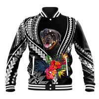 Personalised Polynesian Dog Baseball Jacket Rottweiler With Polynesia Pattern Curve Style LT7 - Wonder Print Shop