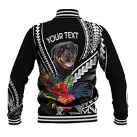Personalised Polynesian Dog Baseball Jacket Rottweiler With Polynesia Pattern Curve Style LT7 - Wonder Print Shop