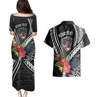 Personalised Polynesian Dog Couples Matching Puletasi Dress and Hawaiian Shirt Rottweiler With Polynesia Pattern Curve Style LT7 - Wonder Print Shop
