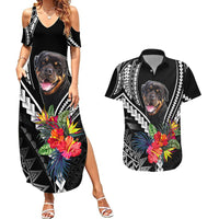 Personalised Polynesian Dog Couples Matching Summer Maxi Dress and Hawaiian Shirt Rottweiler With Polynesia Pattern Curve Style LT7 - Wonder Print Shop