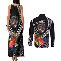 Personalised Polynesian Dog Couples Matching Tank Maxi Dress and Long Sleeve Button Shirts Rottweiler With Polynesia Pattern Curve Style LT7 - Wonder Print Shop