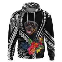 Personalised Polynesian Dog Hoodie Rottweiler With Polynesia Pattern Curve Style - Wonder Print Shop