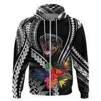 Personalised Polynesian Dog Hoodie Rottweiler With Polynesia Pattern Curve Style - Wonder Print Shop