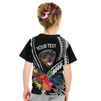 Personalised Polynesian Dog Kid T Shirt Rottweiler With Polynesia Pattern Curve Style - Wonder Print Shop