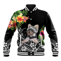 Personalised Polynesian Baseball Jacket With Yorkshire Terrier Floral Style LT7 - Wonder Print Shop