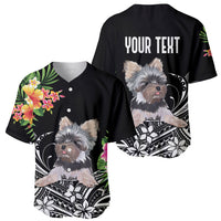 Personalised Polynesian Baseball Jersey With Yorkshire Terrier Floral Style LT7 - Wonder Print Shop