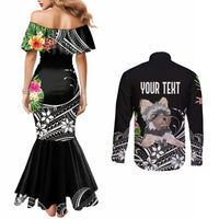 personalised-polynesian-couples-matching-mermaid-dress-and-long-sleeve-button-shirts-with-yorkshire-terrier-floral-style