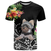 Personalised Polynesian T Shirt With Yorkshire Terrier Floral Style - Wonder Print Shop