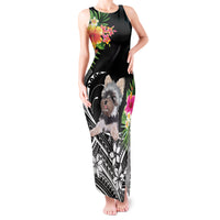 Personalised Polynesian Tank Maxi Dress With Yorkshire Terrier Floral Style - Wonder Print Shop