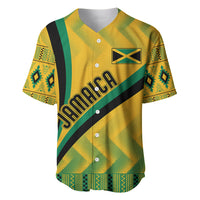 Personalised Jamaica Baseball Jersey Kente Pattern Basic - Yellow LT7 - Wonder Print Shop