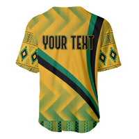 Personalised Jamaica Baseball Jersey Kente Pattern Basic - Yellow LT7 - Wonder Print Shop