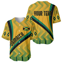 Personalised Jamaica Baseball Jersey Kente Pattern Basic - Yellow LT7 - Wonder Print Shop